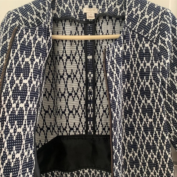 J.Crew Factory Jacquard Moto Biker Sweater Zip black 
Blue XS - Picture 4 of 8